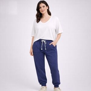 Faherty Patch Pocket Joggers Women Small Blue Heavy Cotton Drawstring Pants